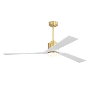 52 in. LED Indoor Gold and White Ceiling Fan with Remote