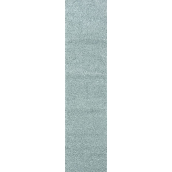 Haze Solid Low-Pile 2 ft. x 8 ft. Light Blue Runner Rug