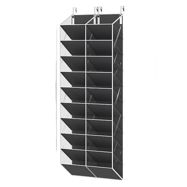 Grey Over The Door Shoe Organizer, 10 Tier 20 Pockets Hanging Storage, Breathable Transparent Closet Luggage Organizer