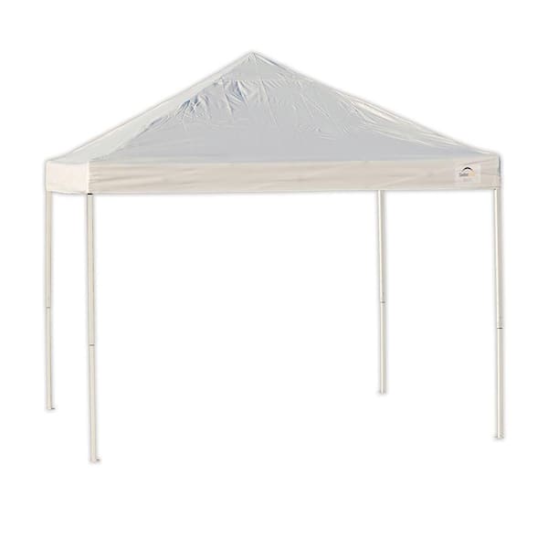 ShelterLogic 10 ft. W x 10 ft. H Pro Series Straight-Leg Pop-Up Canopy in White w/ 4-Position-Adjustable Frame and Heavy-Duty Cover
