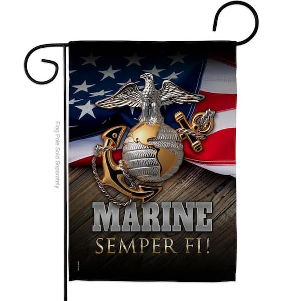 Angeleno Heritage MADE AND DESIGNED LOS ANGELES CALIFORNIA 13 in. x 18.5 in. Marine Semper Fi Garden Flag Double-Sided Readable Both Sides Armed Forces Marine Corps Decorative