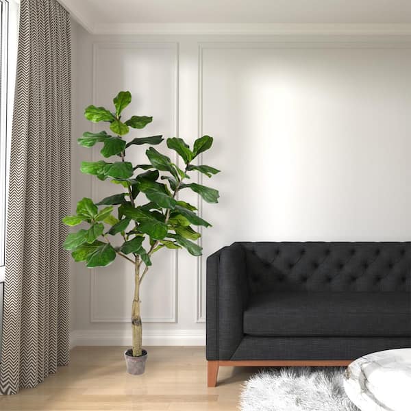 Vickerman 6 Foot Potted Artificial Fiddle Leaf Tree Home and Office Decoration
