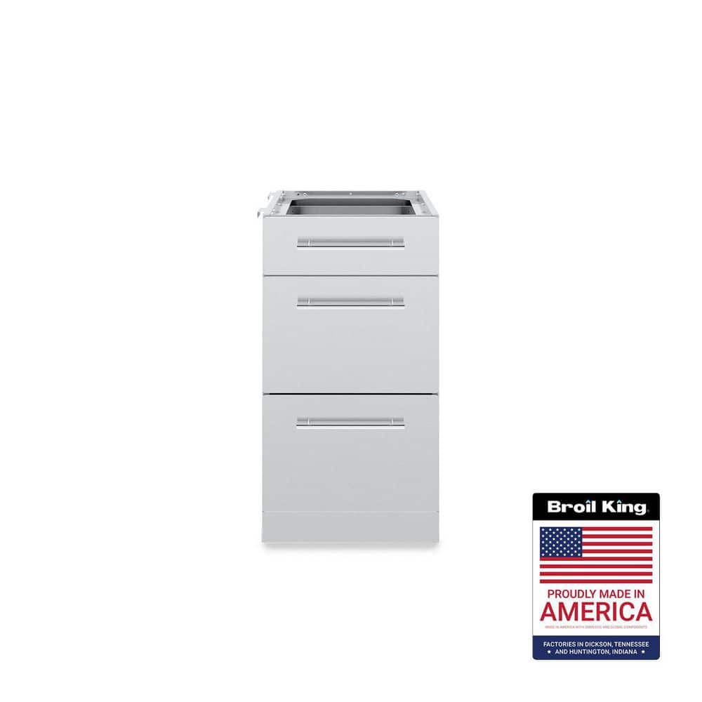 17.7 in. Stainless Steel 3-Drawer and Cabinet for Built-In Gas Grill