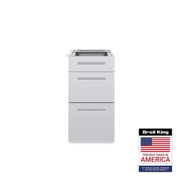 Broil King 17.7 in. Stainless Steel 3-Drawer and Cabinet for Built-In Gas Grill