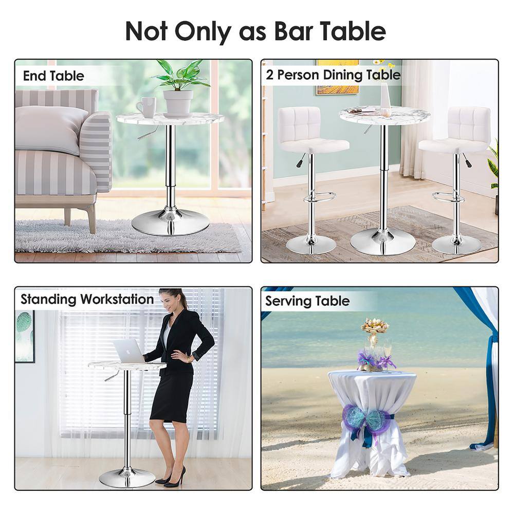 Elevate 24" Round White Marble & Metal Counter Height Bar Stools - Set of 6