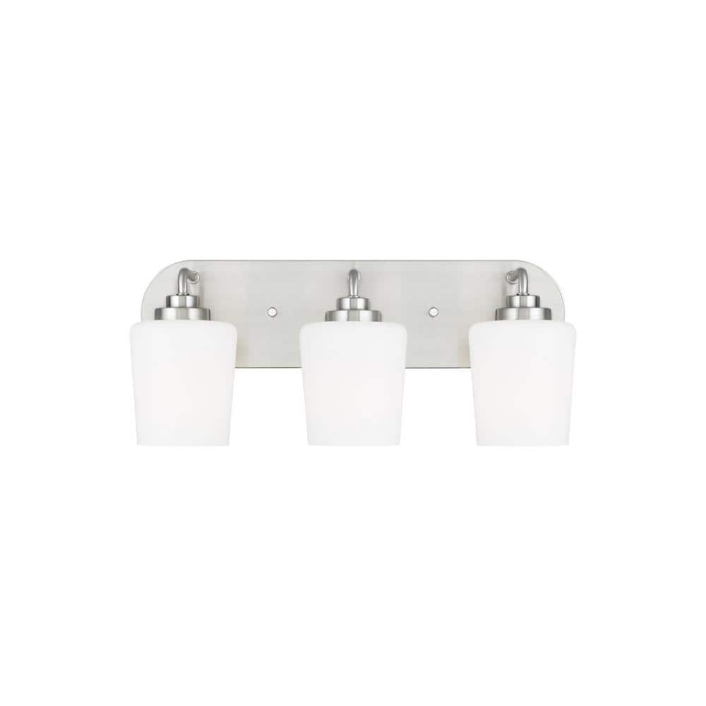 Windom Transitional 3-Light Vanity in Brushed Nickel with Etched Glass