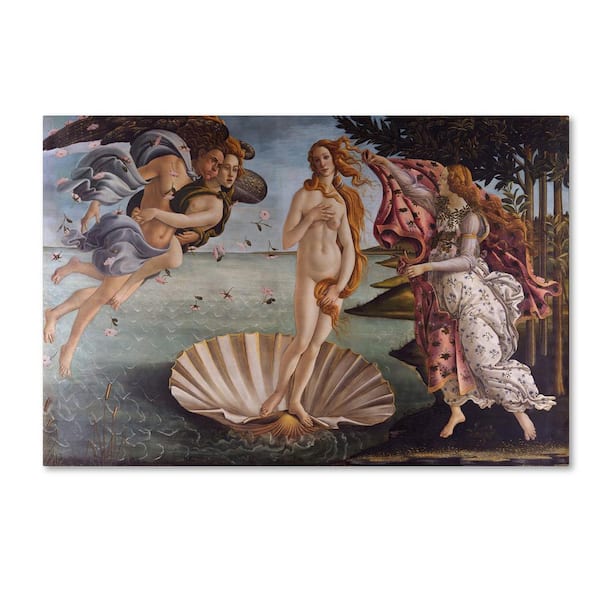 Trademark Fine Art Sandro Botticelli 'Birth of Venus 1484 Sq. Ft. Canvas Unframed Photography Wall Art 30 in. W. x 47 in