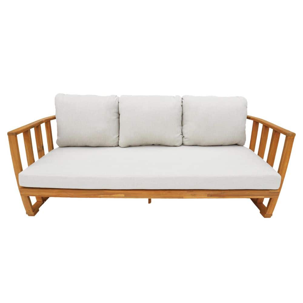 moda furnishings Helga Acacia Wood Patio Outdoor 3-seat Couch with