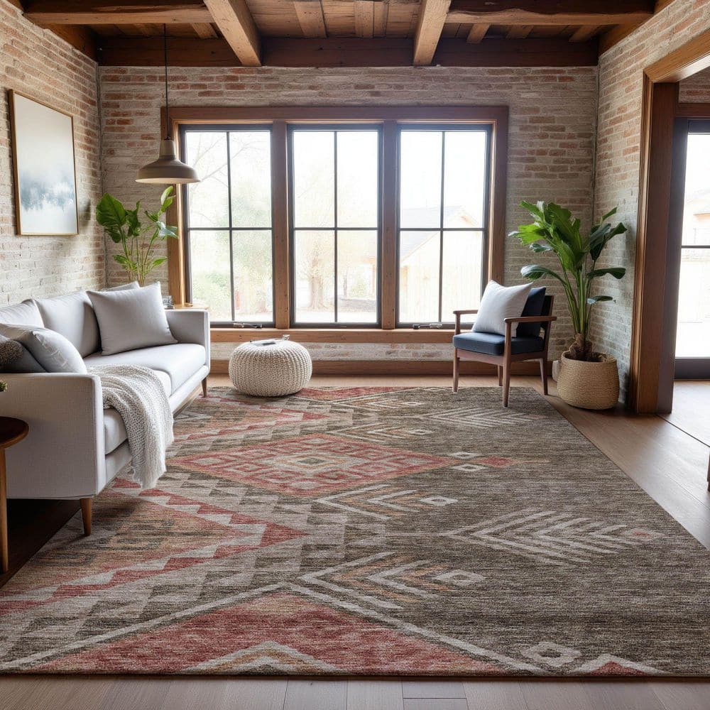 Mayfield Premium Machine Washable Abstract AMF1091 Brown 8 ft. x 10 ft. Area Rug price history on PriceWatchPro