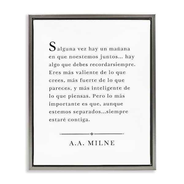 Stupell Industries A. A. Milne Quote Translation by Lettered and Lined Gray Floater Frame Typography Graphic Art Print 31 in. x 25 in.