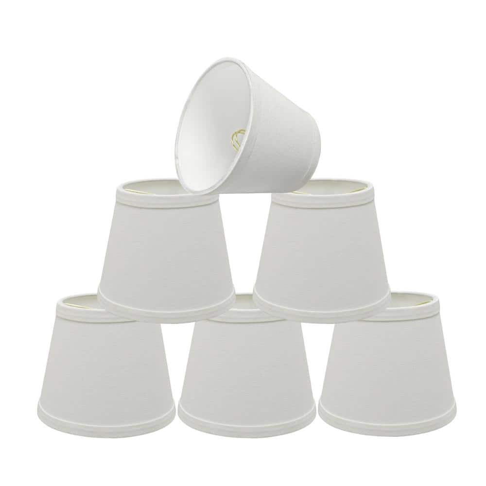 White Linen Empire Chandelier Clip-On Lamp Shades, 6-Pack