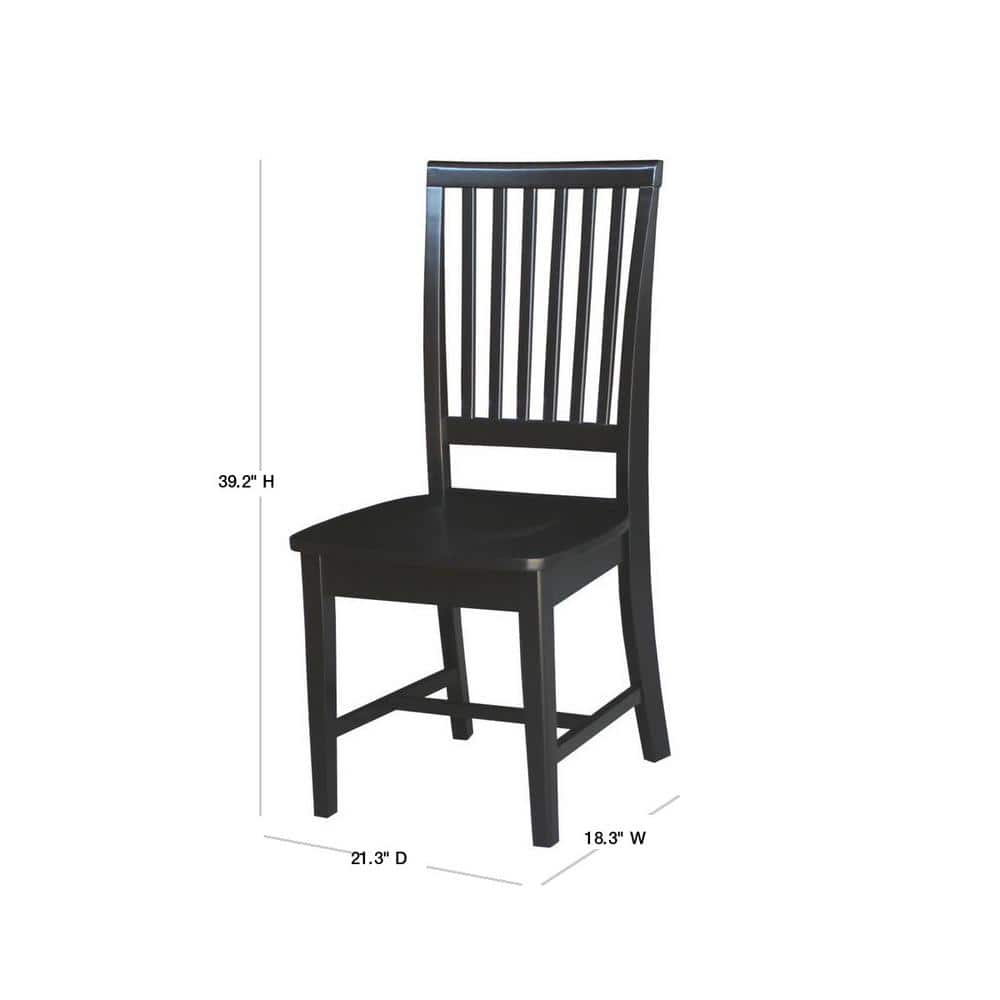 Elegant Mission High Slat Back Solid Wood Side Chair in Black - Set of 2