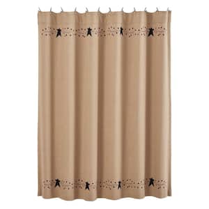 Pip Vinestar 72 in. W x 72 in. L Cotton Blend Shower Curtain in Natural Country Black Burgundy