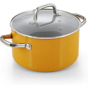 6 qt. Hard Anodized Nonstick Aluminum Healthy Ceramic Stockpot, Yellow