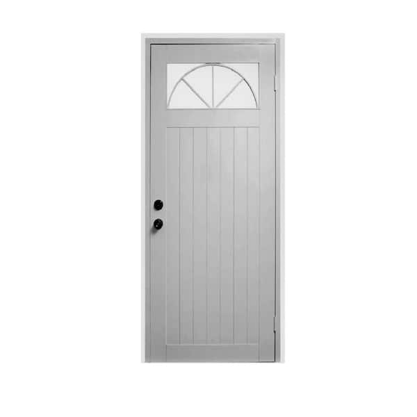Air Master Windows and Doors 30 in. x 80 in. Titan Flush White Painted Aluminum Arched Prehung Front Door