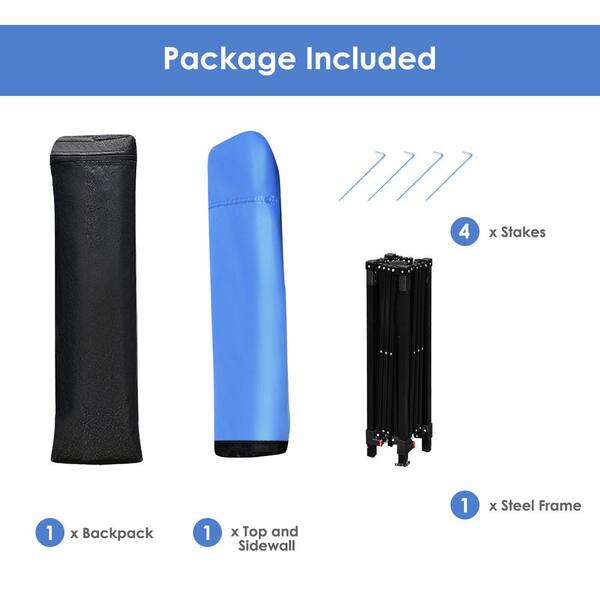 Costway 7 ft. x 7 ft. Blue Adjustable Portable Pop-Up Canopy Tent