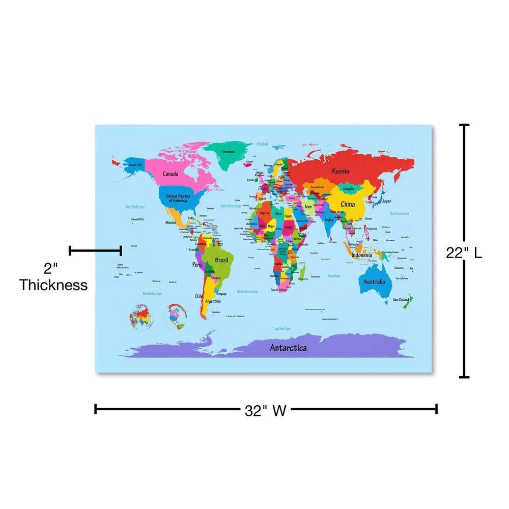 Michael Tompsett Children's World Map Canvas Art 32" x 22"
