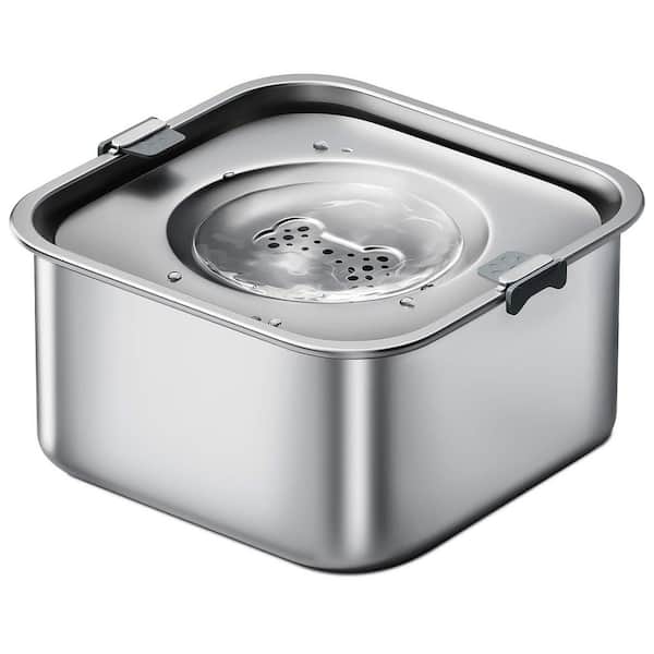 Unbranded 101oz Stainless Steel No Spill Slow Drinking Dog Water Bowl Spill Proof No Mess Dispenser Dishwasher Safe Silver