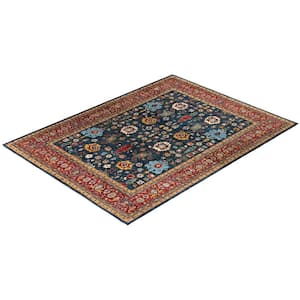 Serapi Blue 9 ft. x 12 ft. Tribal Wool Indoor Area Rug