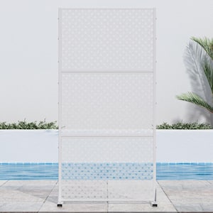 72 in. H x 35 in. W White Outdoor Metal Privacy Screen Garden Fence Woven Pattern Wall Applique
