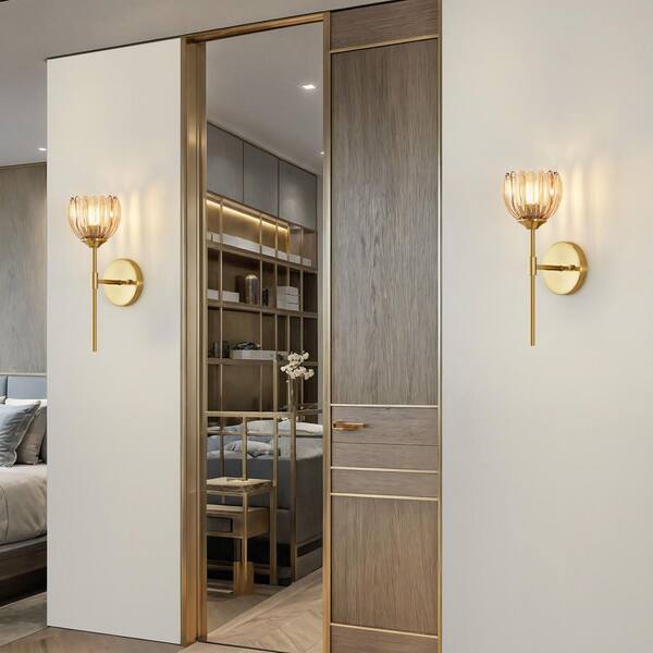 Deyidn 5.12 in. 1-Light Gold Vintage Modern Industrial Wall Sconce