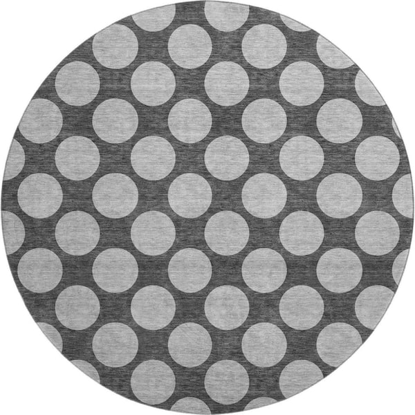 Addison Rugs Mayfield Premium Machine Washable Abstract AMF980 Charcoal 8 ft. x 8 ft. Round Rug