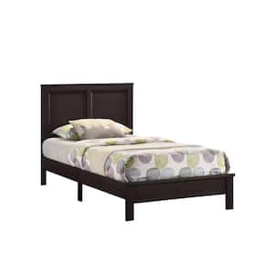 Brown Wood Frame Twin Platform Bed with Head Board