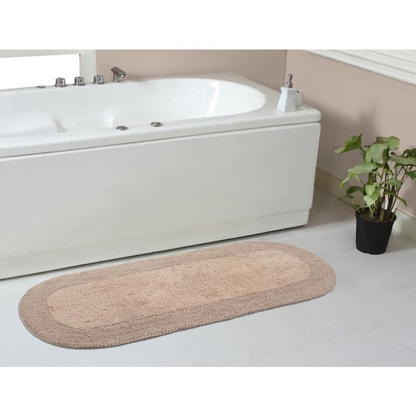 Double Ruffle Collection 100% Cotton Bath Rugs Set, 21x54 Runner, Linen