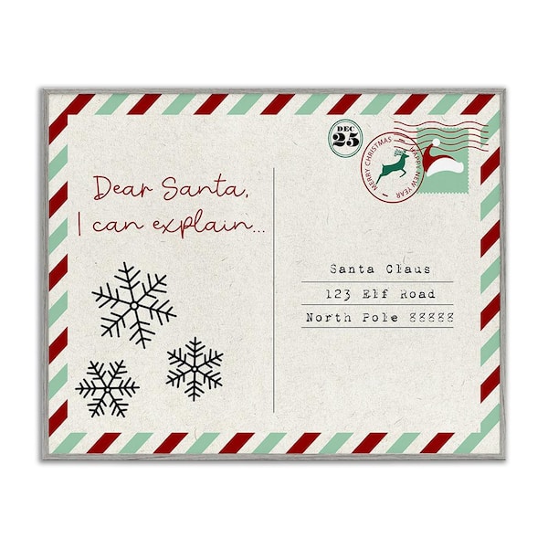 Stupell Industries Dear Santa Postcard by Lil' Rue 1-Piece Framed Graphic Print Typography Poster Art Print 20 in. x 16 in.