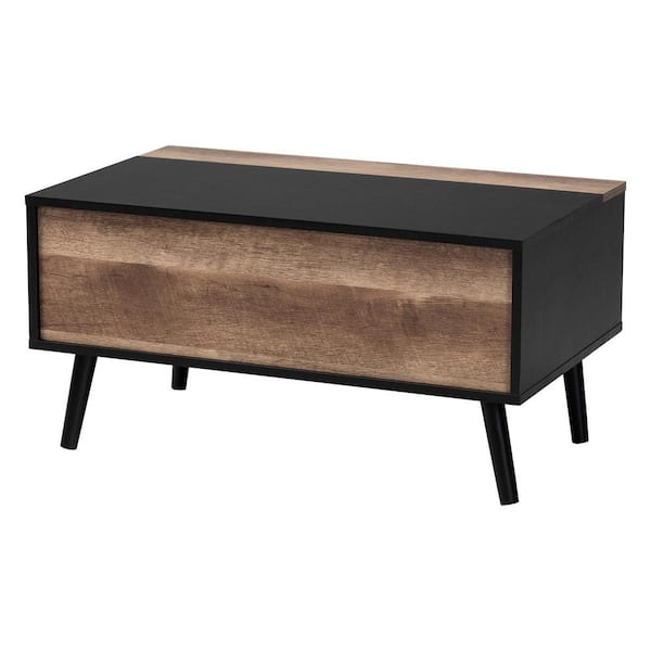 Baxton Studio Jensen 31.5 in. Black and Brown Rectangle Wood Coffee Table