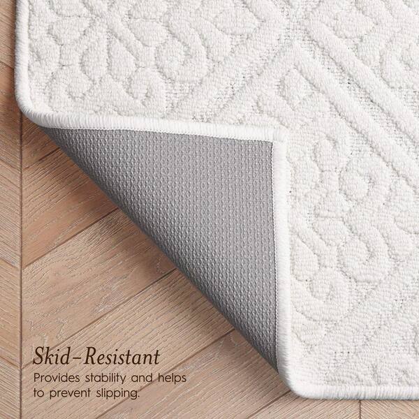 Laura Ashley Austell Solid Ivory 2 ft. x 5 ft. Geometric Runner