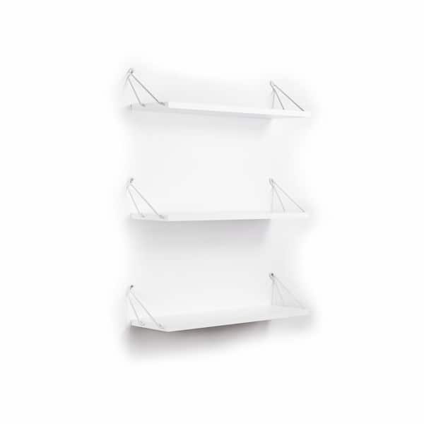 Flynama 24 in. W 5 in. H x 7 in. D Floating Wood Rectangular Shelf 3-Tier Wall Mount Bathroom Wood Floating Shelf in White