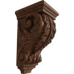 4 in. x 3-1/2 in. x 7 in. Unfinished Wood Mahogany Small Acanthus Corbel