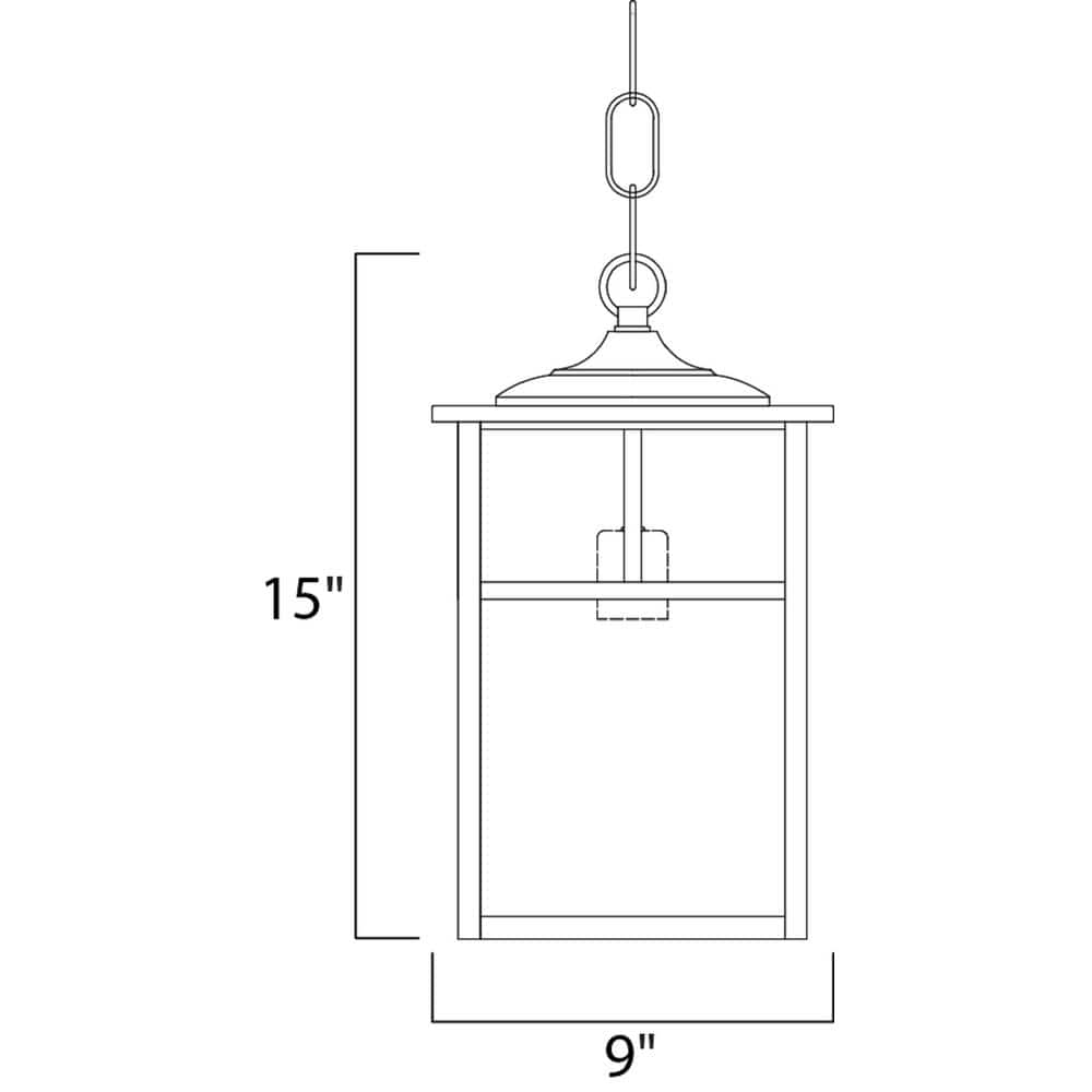 Coldwater Black Glass 15" Outdoor Hanging Lantern