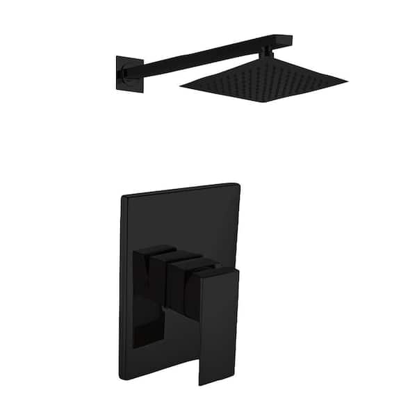 HOMLUX Single-Handle 1-Spray Shower Faucet with 1.5 GPM in Matte Black Valve Included