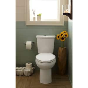 H2Option Tall Height 2-piece 0.92/1.28 GPF Dual Flush Elongated Toilet with Liner in White, Seat Not Included