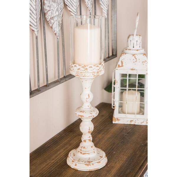 2 antiqued white shabby distressed iron candelabra wall sconces candle holders 