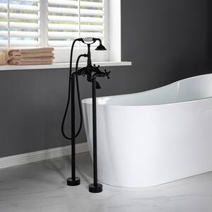 Malibu 3-Handle Claw Foot Freestanding Tub Faucet with Hand Shower in Matte Black