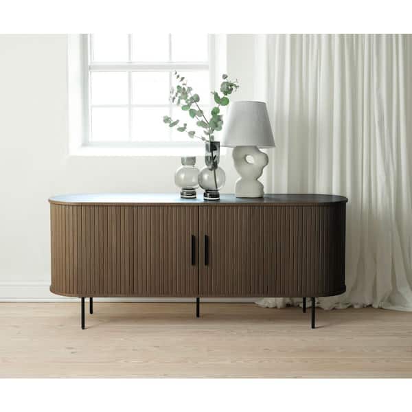 Nebula Smoked Oak MDF 71 in. Sideboard with Sliding Doors