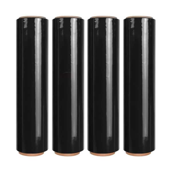 21.4 lb. Heavy Duty 18 in. 1500 Feet Black Stretch Film Plastic Wrap Roll for Moving Shipping Pallet Packing