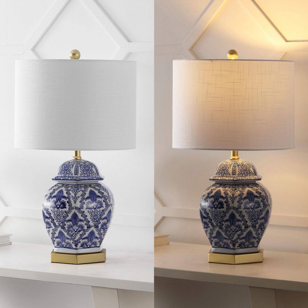 Gretchen 25" Blue and White Ceramic Ginger Jar Table Lamp