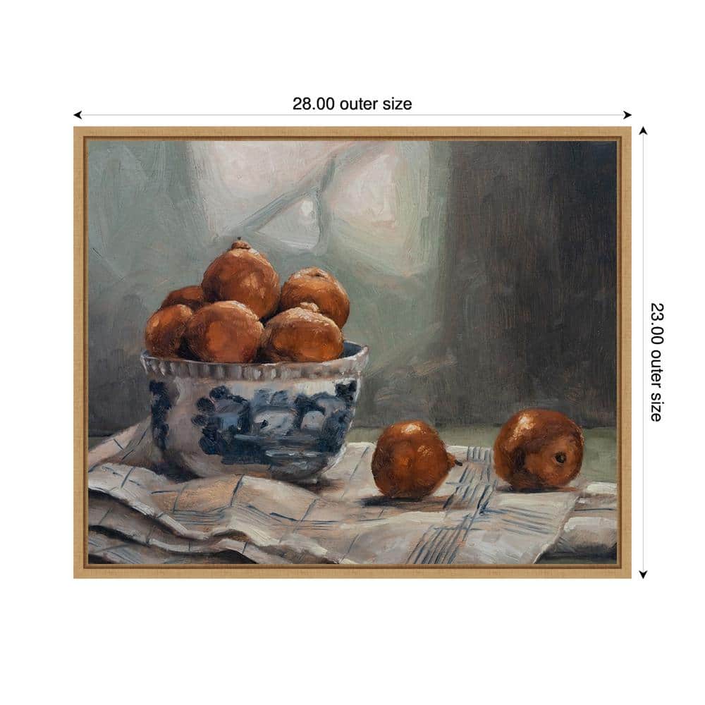 A Dish of Fruit IV Realism Canvas Print with Maple Frame