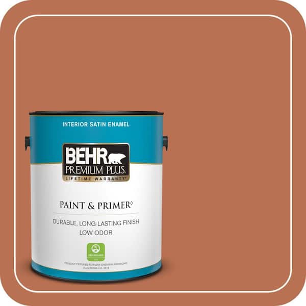 BEHR PREMIUM PLUS 1 gal. #230D-6 Iced Tea Satin Enamel Low Odor Interior Paint & Primer