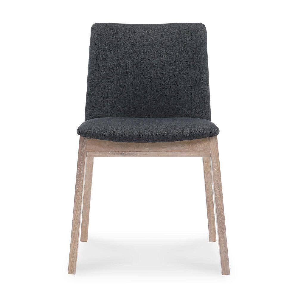 Natural Wood Dark Gray Upholstered Side Chair Set