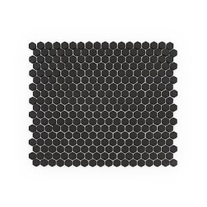 5/8" Muze Hexagon Black 9.875 in. x 11.375 in. Hexagon Matte Glass Wall and Floor Mosaic Tile (15.6 sq. ft./Case)