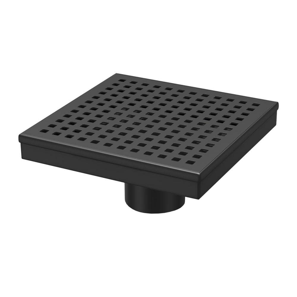 RELN 4 in. x 4 in. Matte Black Square Shower Drain with Square Pattern Drain  Cover FD0402SQBK - The Home Depot