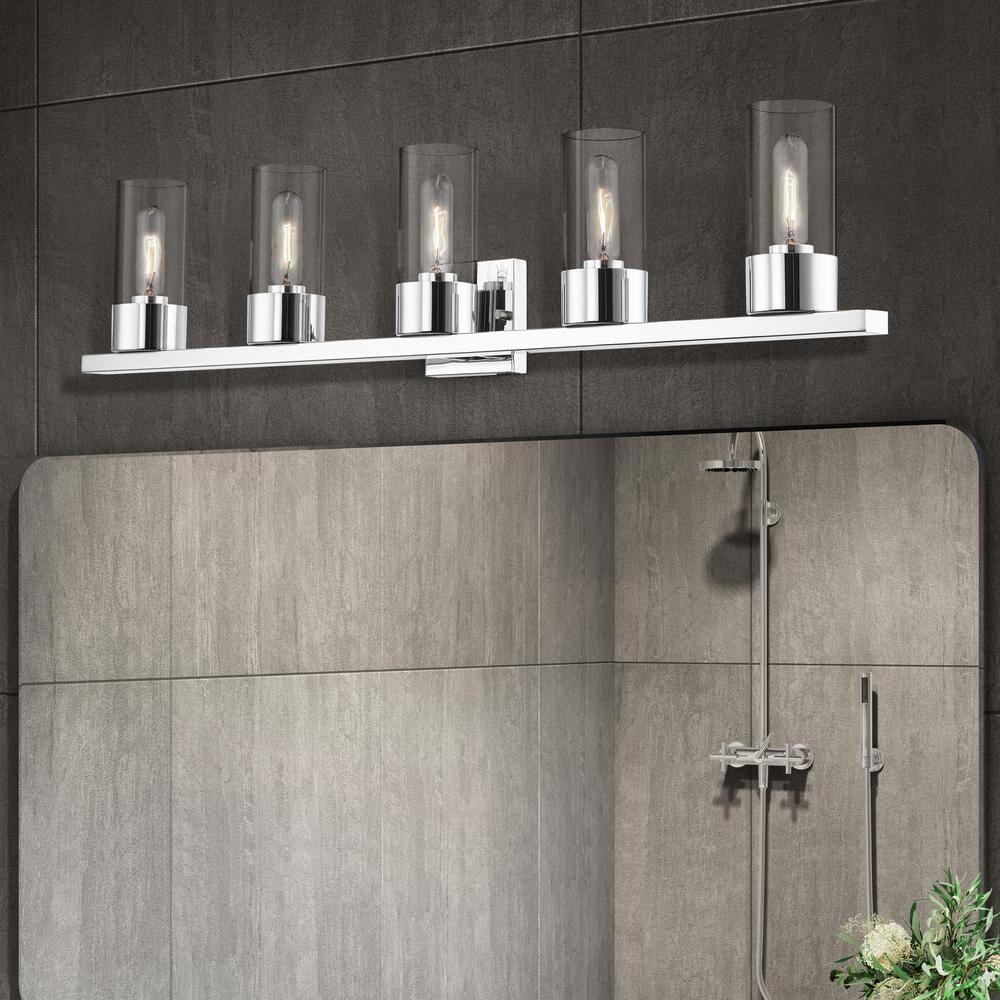 Carson Polished Chrome 5-Light Vanity Sconce with Clear Glass