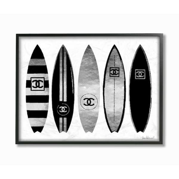 Stupell Industries Fashion Designer Surf Boards Black Silver Watercolor  by Amanda Greenwood Framed Abstract Wall Art 20 in. x 16 in. agp-267_fr_16x20  - The Home Depot