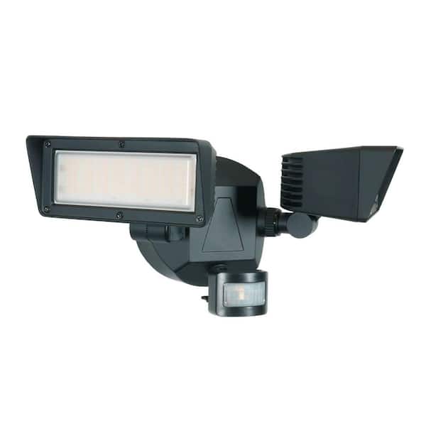 3400 Lumen Black Aluminum Motion Sensing Dusk to Dawn Integrated LED Rectangular Floodlight