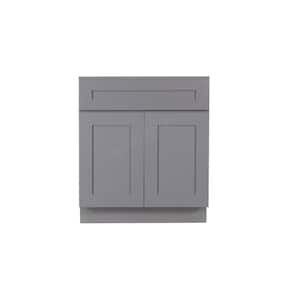 Lancaster Gray Plywood Shaker Stock Assembled Base Kitchen Cabinet 27 in. in. W x 34.5 in. in. W x 24 in. D